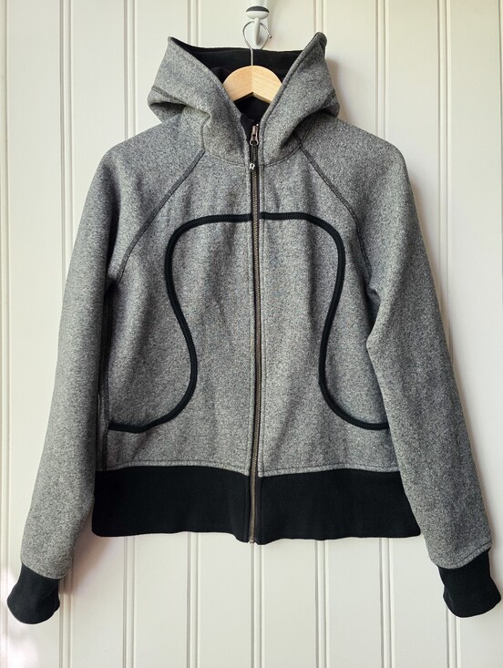 lululemon athletica Sweaters - Lululemon Scuba Full Zip Hoodie Grey Black Size 12